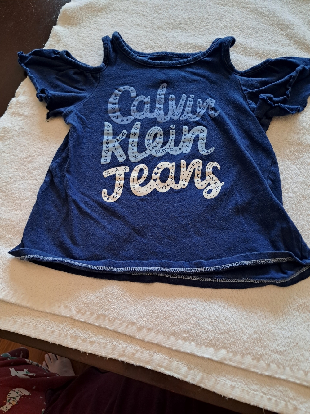 Calvin Klein Jeans Girls' Navy Cold-Shoulder Top